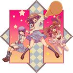  asahina_mikuru brown_hair hair_ribbon kita_high_school_uniform lavender_hair maid multiple_girls nagato_yuki ribbon school_uniform serafuku short_hair skirt socks star suzumiya_haruhi suzumiya_haruhi_no_yuuutsu thighhighs twintails yugume 