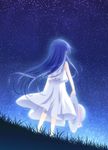  blue_hair dress hat izumi_kanata long_hair lucky_star night sky solo star_(sky) starry_sky tsuda_akira 