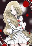  bad_id bad_pixiv_id blonde_hair blood cross_academy_uniform crossed_arms grey_eyes long_hair school_uniform skirt solo souen_luca striped vampire vampire_knight very_long_hair yusorate 