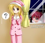  ? blonde_hair blood fate_testarossa lyrical_nanoha mahou_shoujo_lyrical_nanoha mahou_shoujo_lyrical_nanoha_a's multiple_girls nosebleed pajamas signum translated umekichi 