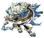  axe blue_eyes boots chain kiyuzuki_satoko milanor official_art silver_hair solo weapon yggdra_union 