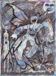  2others bolzak chest_mouth creature fairy highres iridescent multiple_others open_mouth original psychedelic rainbow surreal this_man unibrow what wings 