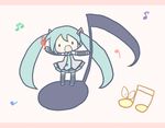  aqua_hair beamed_sixteenth_notes chibi detached_sleeves eighth_note hatsune_miku long_hair musical_note necktie quarter_note sakuramori_sumomo skirt solo thighhighs treble_clef twintails vocaloid zettai_ryouiki 