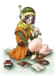  bad_id bad_pixiv_id blue_eyes book chrono_trigger combination_wrench glasses hacka helmet lucca_ashtear paper purple_hair short_hair sitting solo wrench 