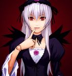  bad_id bad_pixiv_id doll_joints dress hat lavender_hair red_eyes rozen_maiden silver_hair solo suigintou wings yuuji_(and) 