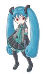  blue_hair hatsune_miku long_hair minarai prehensile_hair red_eyes solo thighhighs twintails vocaloid 