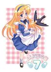  alice_(alicesoft) alice_in_wonderland alicesoft bird blonde_hair blue_eyes crow dress long_hair lowres mary_janes non-web_source shoes solo 