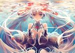  air_bubble aqua_eyes aqua_hair bubble hatsune_miku long_hair solo submerged twintails underwater vocaloid wet wet_clothes zeko 