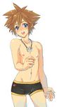  bad_id bad_pixiv_id blue_eyes boxer_briefs brown_hair bulge highres jewelry kalechip kingdom_hearts male_focus male_underwear navel necklace open_mouth solo sora_(kingdom_hearts) underwear 