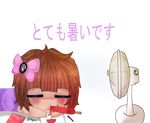  chibi closed_eyes electric_fan food food_in_mouth popsicle solo 