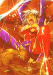  1girl allenby_beardsley bdsm blue_hair body_suit bodysuit bondage bound breasts cum eyes_closed g_gundam gundam higashitaishi large_insertion open_mouth pussy_juice rape skin_tight spread_legs tentacle torn_clothes vaginal 