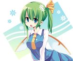  :o blue_eyes blush daiyousei fairy fairy_wings green_hair hair_ribbon long_hair long_sleeves looking_at_viewer maturiuta_sorato necktie open_mouth ribbon side_ponytail solo touhou upper_body wings 