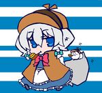  :&lt; animal_ears blue_eyes bonobono_(en-rai) chibi detective dog_ears dog_tail grey_hair hat imitating inu_sakuya izayoi_sakuya mofuji pipe solo tail touhou 