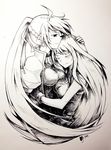  blush highres hug long_hair lyrical_nanoha monochrome multiple_girls reinforce signum sm318 smile very_long_hair yuri 