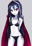  bikini blue_hair get_amped highres hood long_hair red_eyes samael_(5211) solo swimsuit white_skin 