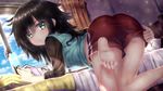  adjusting_clothes adjusting_shorts ass bad_id bad_pixiv_id barefoot bed bedroom bent_over black_hair blue_sky cloud day dutch_angle feet food green_eyes gym_shorts handheld_game_console indoors kneeling kuroki_tomoko long_hair looking_back nintendo_ds popsicle shorts sky soles solo toes wataru_(zazazazazazawa) watashi_ga_motenai_no_wa_dou_kangaetemo_omaera_ga_warui! window 