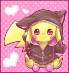  bad_id bad_pixiv_id cat_hood clothed_pokemon ears_down gen_1_pokemon heart hood hoodie kuronekotarou looking_at_viewer no_humans pikachu pokemon pokemon_(creature) pom_pom_(clothes) solo unzipped 