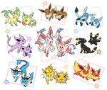  copy_ability crossover eevee espeon flareon forked_tail gen_1_pokemon gen_2_pokemon gen_4_pokemon gen_6_pokemon glaceon highres jolteon kirby kirby_(series) leafeon no_humans pokemon pokemon_(creature) sakuramochi_(nindoro) star sylveon tail umbreon vaporeon 