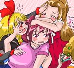  aida_mana angry blonde_hair blue_hair blush brown_hair camera closed_eyes dokidoki!_precure fighting fume hairband happy harem head_hug head_under_clothes hishikawa_rikka hug long_hair madoka_aguri multiple_girls nakane_nata orange_hair pink_eyes pink_hair precure pushing pushing_away pushing_face red_eyes red_ribbon regina_(dokidoki!_precure) ribbon yotsuba_alice yuri 