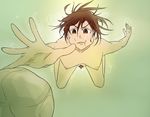  bad_id bad_pixiv_id brown_eyes brown_hair nude pubic_hair reaching shoujo_donburi solo swimming 