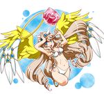  angel angel_wings bikini blue_eyes brown_hair halo kotobuki_shiraha long_hair puzzle_&amp;_dragons solo swimsuit tiara very_long_hair wings 