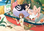  arm_behind_head ass bad_id bad_pixiv_id banana bare_shoulders barefoot beach bikini black_hair blue_eyes boat book brown_hair clothesline cloud coconut covering covering_crotch crab day dragon_fruit drying drying_clothes eating feet food food_on_face fruit keishin laundry long_hair looking_at_viewer multiple_girls ocean original outdoors palm_tree papaya pink_eyes sand shell short_hair sitting sky smile swimsuit tree tree_shade wariza water watercraft white_bikini yellow_bikini 