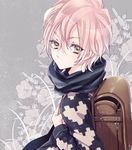  backpack bag endlphin grey_eyes male_focus mikado_nagi pink_hair scarf solo star star-shaped_pupils symbol-shaped_pupils uta_no_prince-sama uta_no_prince-sama_maji_love_2000_percent 