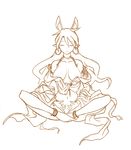  anklet barefoot breasts closed_eyes full_body indian_style jewelry large_breasts lineart long_hair meditation monochrome noname_(nowhere) original rumi_(netyhobby) simple_background sitting solo very_long_hair white_background 