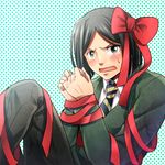  black_hair blush bound fate/zero fate_(series) green_eyes holiday-jin male_focus ribbon solo sweatdrop tears tied_up waver_velvet 