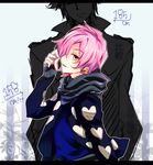  bad_id bad_pixiv_id fingerless_gloves gloves hair_over_one_eye height_difference jacket male_focus mikado_nagi multiple_boys pink_hair scarf uta_no_prince-sama uta_no_prince-sama_maji_love_2000_percent yellow_eyes 
