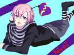  bad_id bad_pixiv_id character_name elbow_gloves fingerless_gloves gloves grey_eyes lying male_focus mikado_nagi on_stomach open_mouth pink_hair roko_(rkrk_s) scarf solo uta_no_prince-sama uta_no_prince-sama_maji_love_2000_percent 