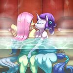  anthro anthrofied blue_eyes blush breasts cleavage clothed clothing cup duo equine female fingering fluttershy_(mlp) friendship_is_magic fur hair horn horse in_water incense inside kissing lesbian long_hair mammal my_little_pony pegasus pink_hair pony purple_hair pussy rarity_(mlp) saliva siden smoke teal_eyes tongue tongue_out towel unicorn vaginal vaginal_fingering water white_fur wings yellow_fur 