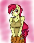  amber_eyes anthro anthrofied apple_bloom_(mlp) belt bow breasts clothing equine female friendship_is_magic gloves hair hammer hasana-chan horse long_hait mammal my_little_pony pony ponytail red_hair screwdriver screwdriver_(tool) shirt solo 