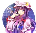  bad_id bad_pixiv_id blush breasts capelet crescent dress hat heart koyuri_shouyu long_hair medium_breasts patchouli_knowledge purple_eyes purple_hair ribbon solo touhou 