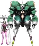  alien choujikuu_yousai_macross comparison corset dress giantess green_hair head helmet izo_(bjc000510) long_hair macross mecha meltrandi millia_jenius pilot pilot_suit power_armor realistic redesign science_fiction serious spacesuit vf-1 vf-1j zentradi 