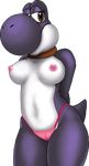  black_yoshi breasts camel_toe collar eyelashes female looking_at_viewer mario_bros nintendo oekaki panties pixel pussy rayoshi real_warner solo string underwear video_games yoshi 