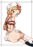  ass bakushiishi_at bdsm blonde_hair bondage bound braid copyright_request dimples_of_venus green_eyes hat maid shibari single_braid solo thighhighs 