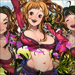  breasts cheerleader cleavage hoshi_kubi lowres medium_breasts midriff multiple_girls navel original pixel_art pom_poms 