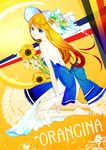  back bad_id bad_pixiv_id barefoot blonde_hair blue_eyes dress flower hat long_hair narahana orangina see-through smile solo sunflower 