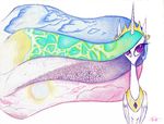  cloud colors equine female feral flower friendship_is_magic fur horn horse looking_at_viewer mammal mane my_little_pony necklace plain_background pony princess_celestia_(mlp) purple_eyes solo sun tiara white_background white_fur winged_unicorn wings yuji8sushi 