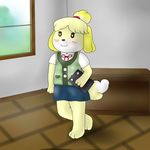  animal_crossing anthro blush canine dog female hair isabelle_(animal_crossing) mammal nintendo smile solo video_games zekromlover 