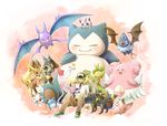  blissey chimecho clefairy crobat espeon forked_tail gen_1_pokemon gen_2_pokemon gen_3_pokemon gen_4_pokemon gen_5_pokemon green_hair hat highres holiday-jin jigglypuff leavanny lopunny lucario marill n_(pokemon) pikachu pokemon pokemon_(creature) pokemon_(game) snorlax swoobat tail togetic umbreon 