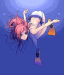  bikini blue_eyes fins freediving long_hair original red_hair solo swimsuit underwater yuuki_(silent_moon) 