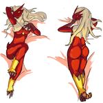  avian blaziken blonde_hair breasts butt female hair lying nintendo plain_background pok&#233;mon pok&eacute;mon shamelesss video_games white_background 