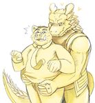  boar botan_akagane clothing dragon fangs gay looking_back male mammal morenatsu porcine scalie tappei undressing unknown_artist 