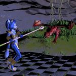  canine cartoon dragon female fight fox krystal mammal night nintendo scalie star_fox video_games 