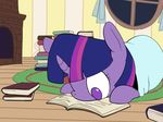  blanket equine female feral fireplace friendship_is_magic hair horn horse lying mammal multi-colored_hair my_little_pony pony purple_eyes reading rug solo swomswom twilight_sparkle_(mlp) unicorn window young 