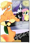  applejack_(mlp) blonde_hair blush comic cutie_mark dialog dildo drooling english_text equine fellatio female feral fluttershy_(mlp) freckles friendship_is_magic fucked_silly fur green_eyes group hair horn horse lesbian mammal my_little_pony oral oral_sex orange_fur penetration pink_hair pony purple_hair pussy pussy_juice pyruvate rarity_(mlp) saliva sex sex_toy sitting strapon text unicorn white_fur yellow_fur 
