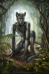  anthro balls biceps black_fur crouching feline fur illustration imiak jungle kneeling male mammal markings muscles nipples nude panther pecs penis presenting sixpack vegetation vein vines yellow_eyes 