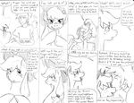  apple applejack_(mlp) black_and_white chair comic cowboy_hat cutie_mark dialog dj-black-n-white drooling duo english_text equine eyes female feral freckles friendship_is_magic fruit hair hat horse human male mammal monochrome my_little_pony pony saliva sitting sketch text 